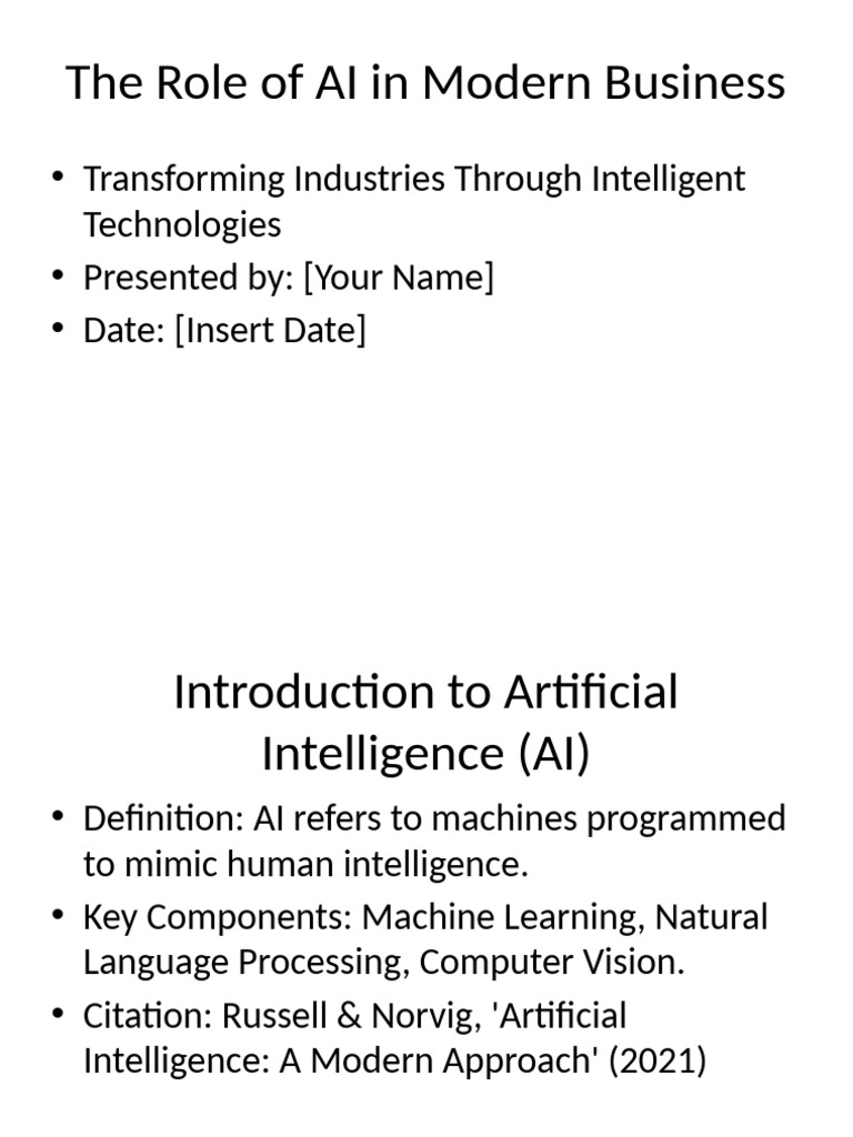 The Role of AI in Modern Business | PDF | Artificial Intelligence ...