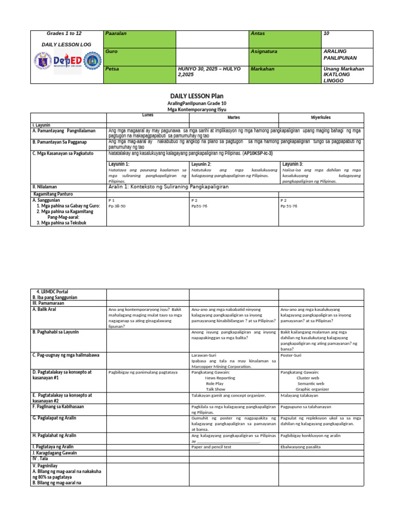 Daily Lesson Plan | PDF
