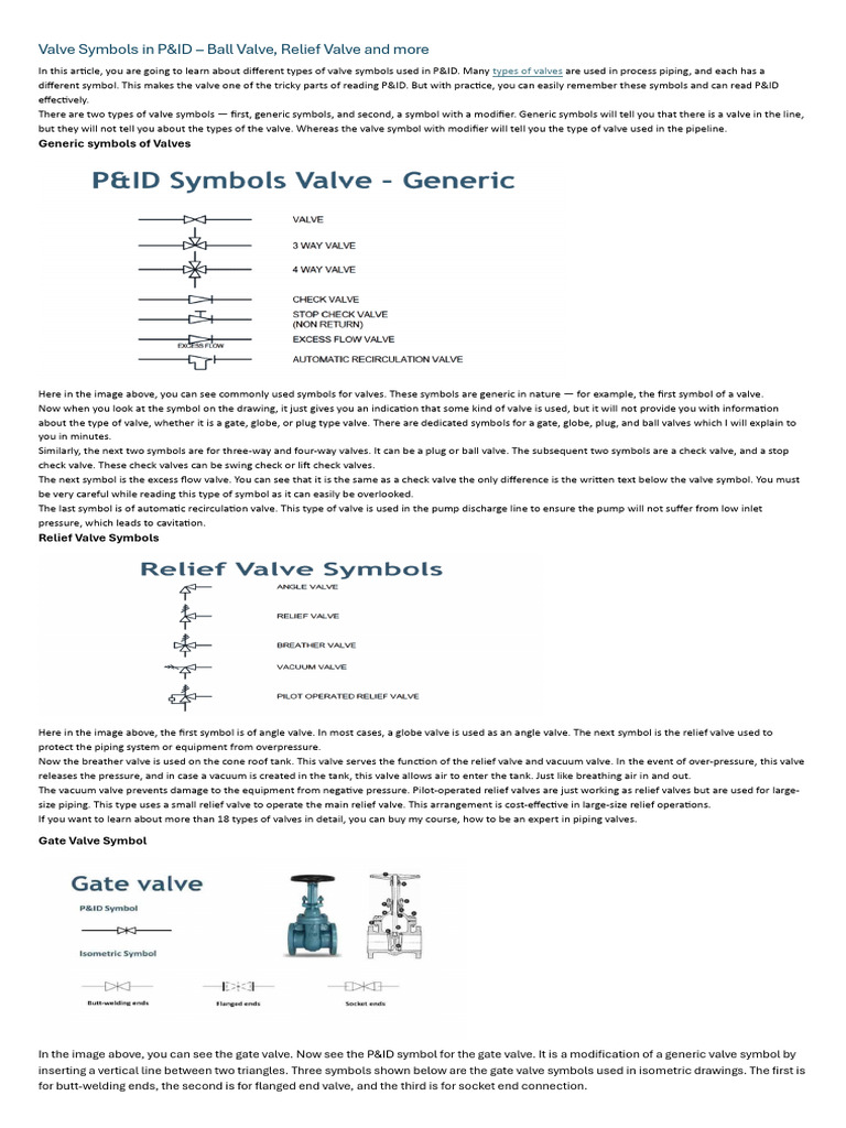 Valve Symbols in P&ID Explained | PDF | Valve | Pump