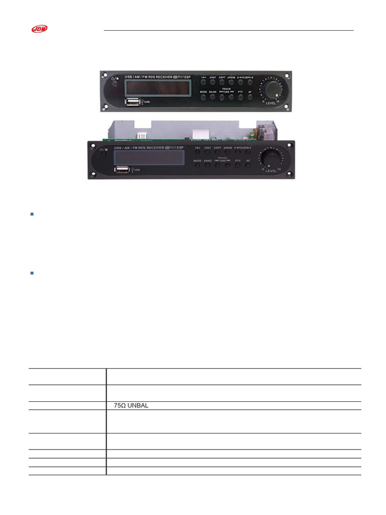 JD-Media TP-100RDS Receiver Features | PDF