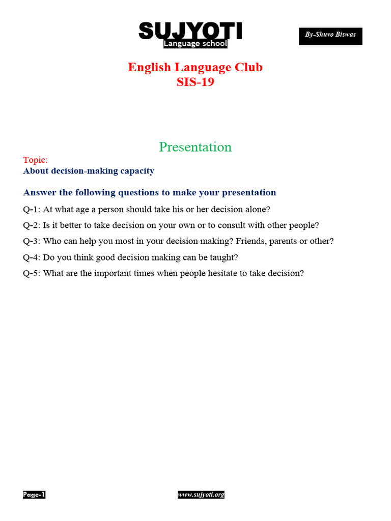 English Language Club-SIS-19 Hin | PDF | English Language | Human ...