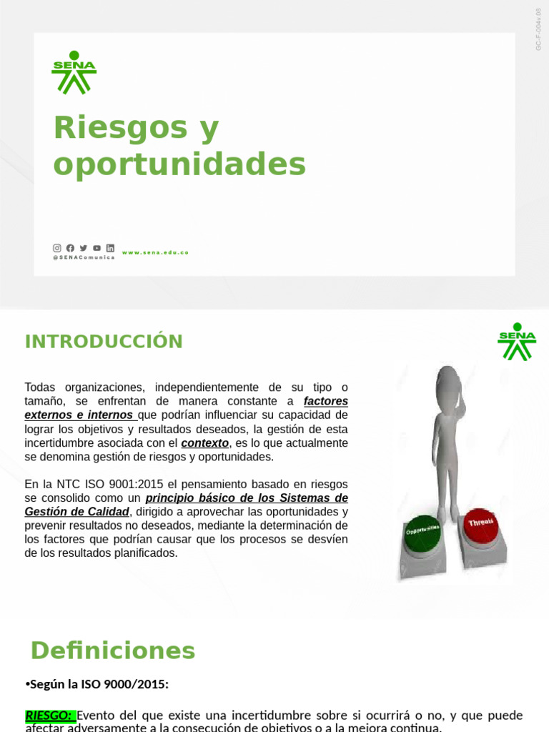 Gestión de Riesgos y Oportunidades ISO 9001 | PDF | Riesgo | Gestión de ...
