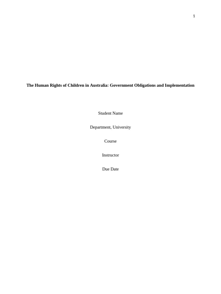 Children's Human Rights in Australia | PDF | Convention On The Rights ...