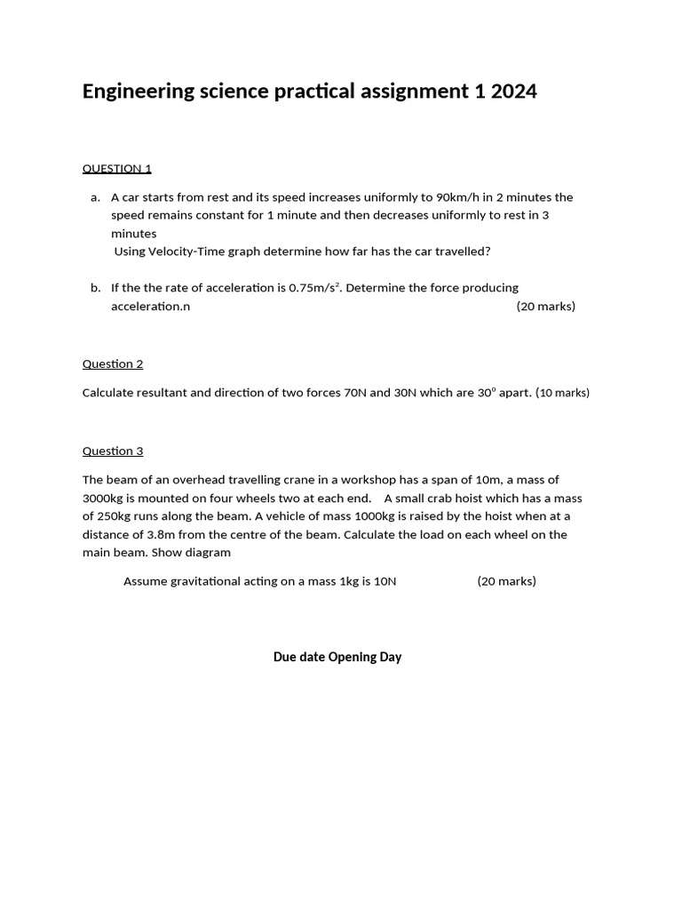 Engineering Science Practical Assignment 2024 | PDF