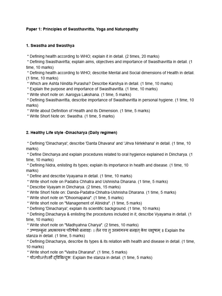 SW Paper 1 | PDF | Nutrients | Yoga