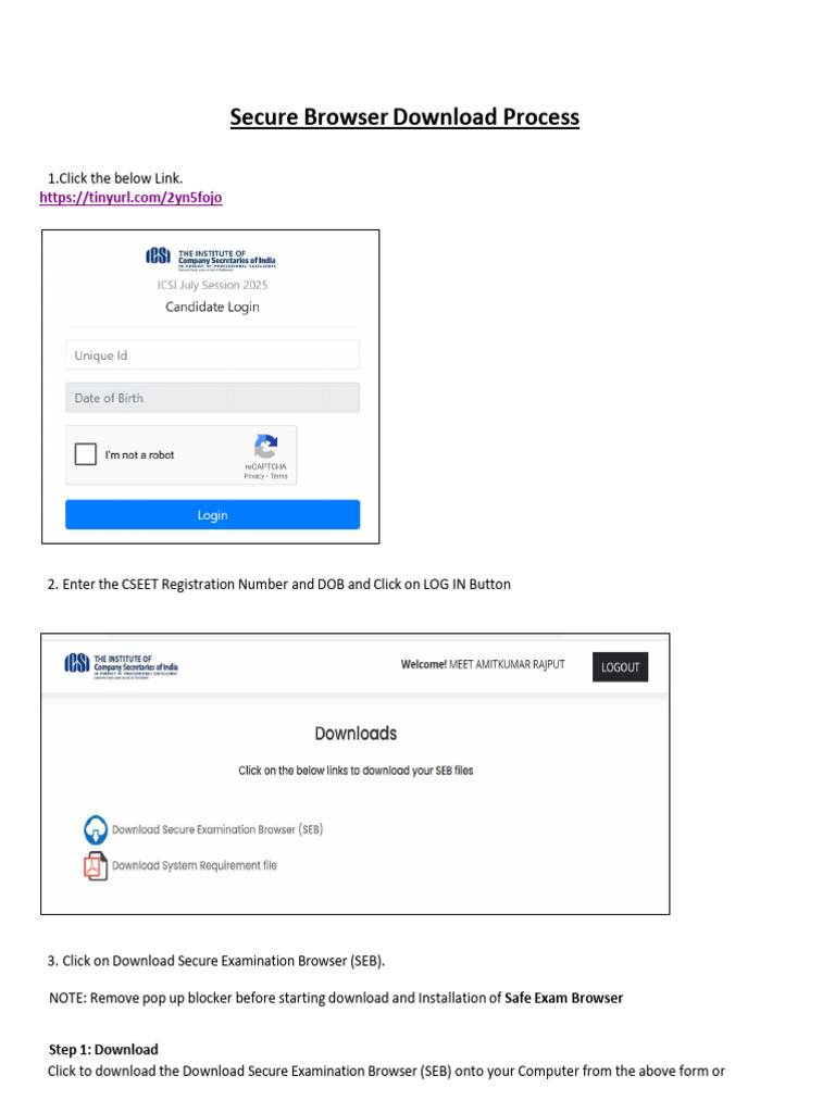 CSEET Secure Browser Download Guide | PDF