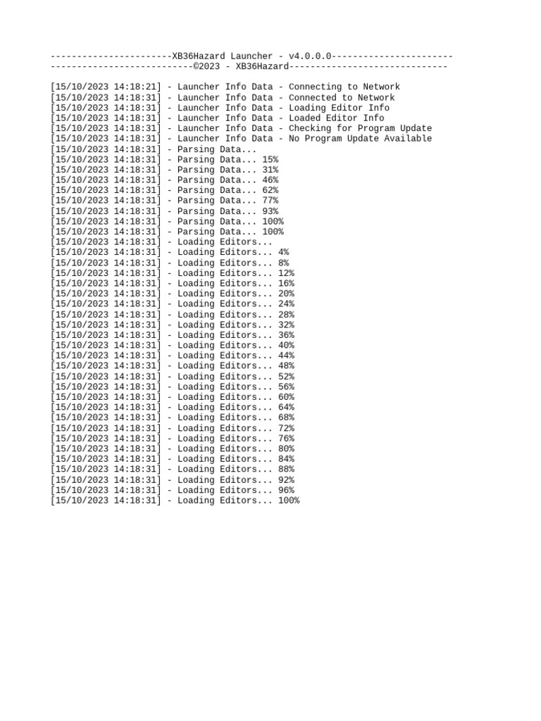 XB36Hazard Launcher v4.0.0.0 Logs | PDF