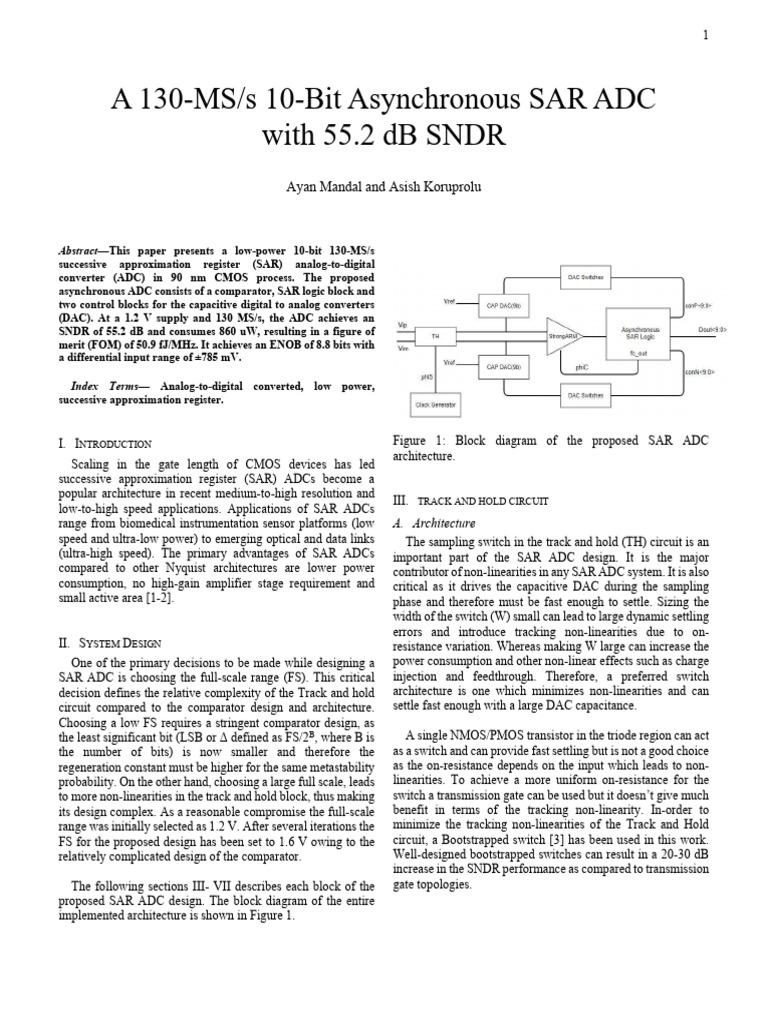 10-Bit Asynchronous SAR ADC Design | PDF | Analog To Digital Converter ...