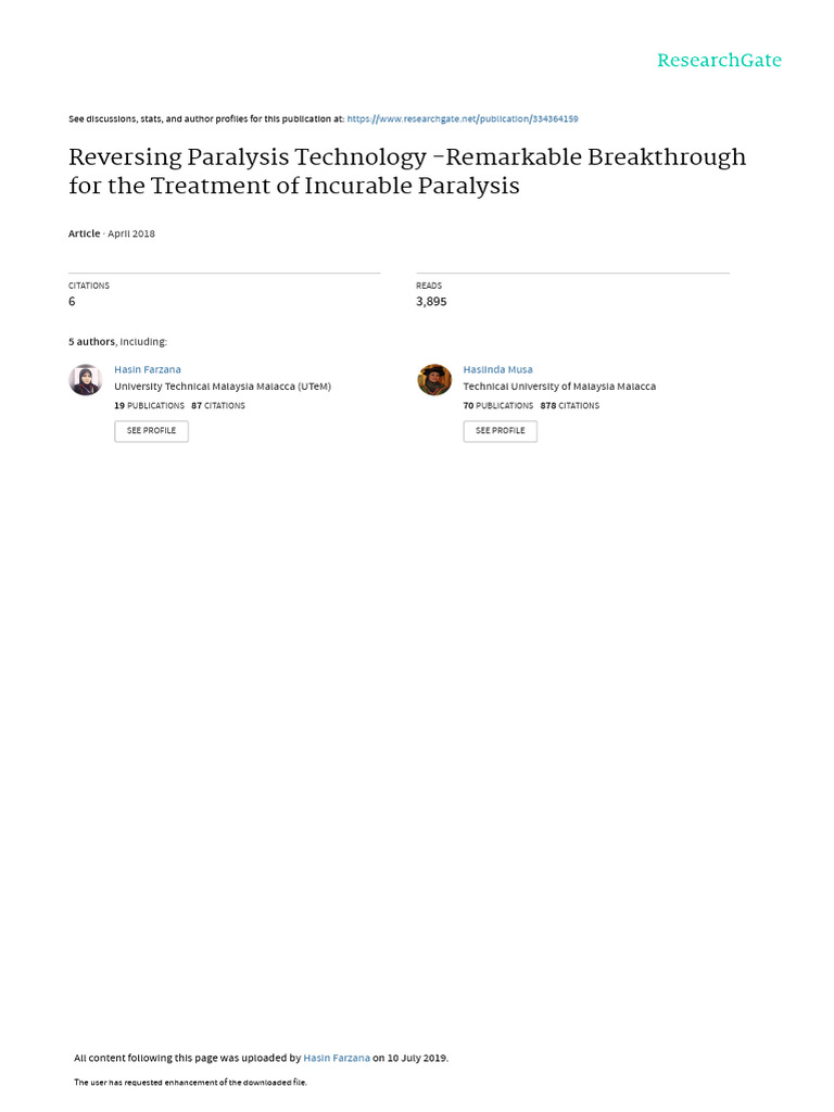 Reversing Paralysis: A Breakthrough Theory | PDF | Brain | Neurological ...