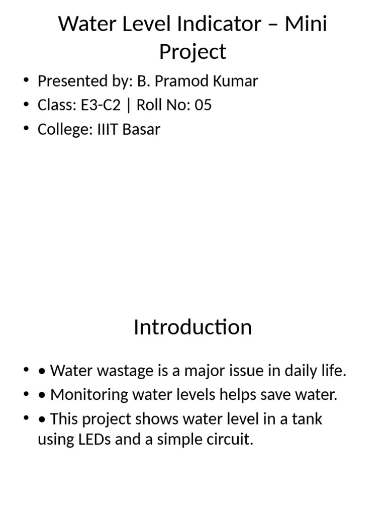 Water Level Indicator Project Overview | PDF