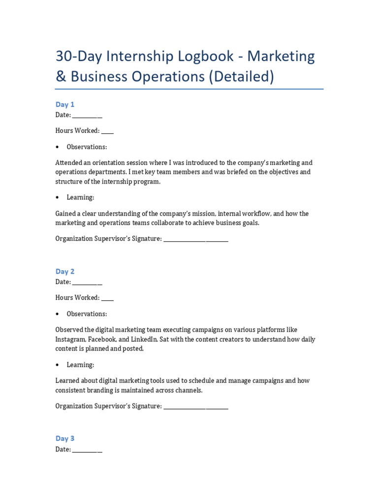 30-Day Marketing Internship Logbook | PDF | Search Engine Optimization | Digital Marketing