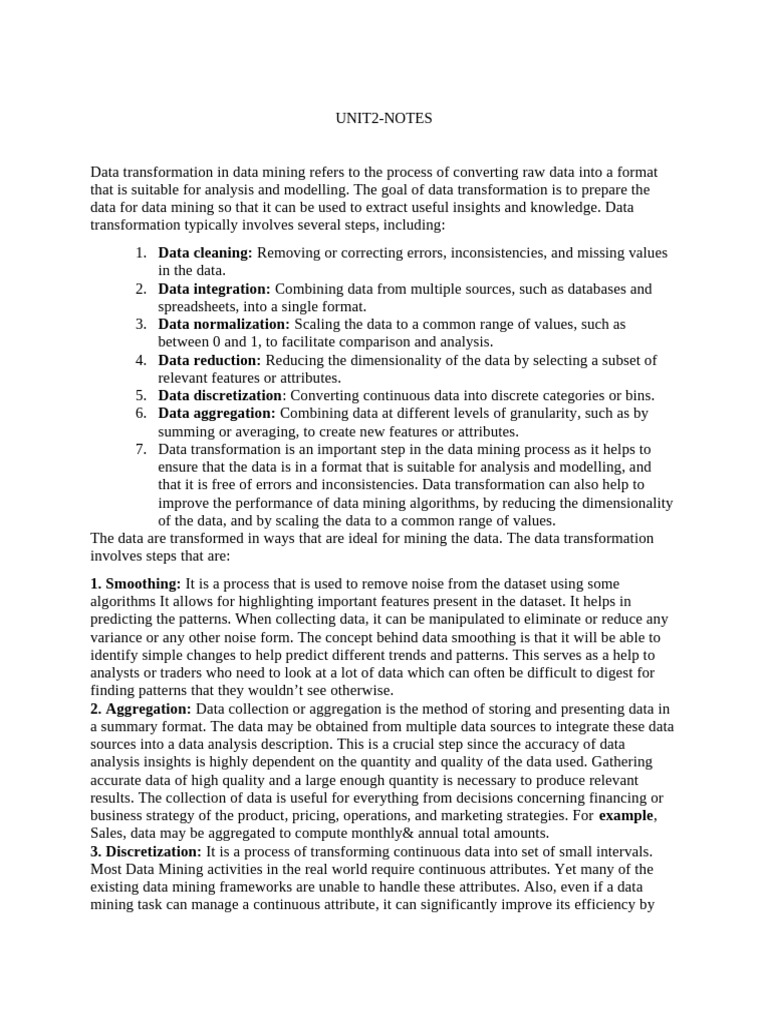 Data Transformation in Data Mining | PDF | Data | Standard Score