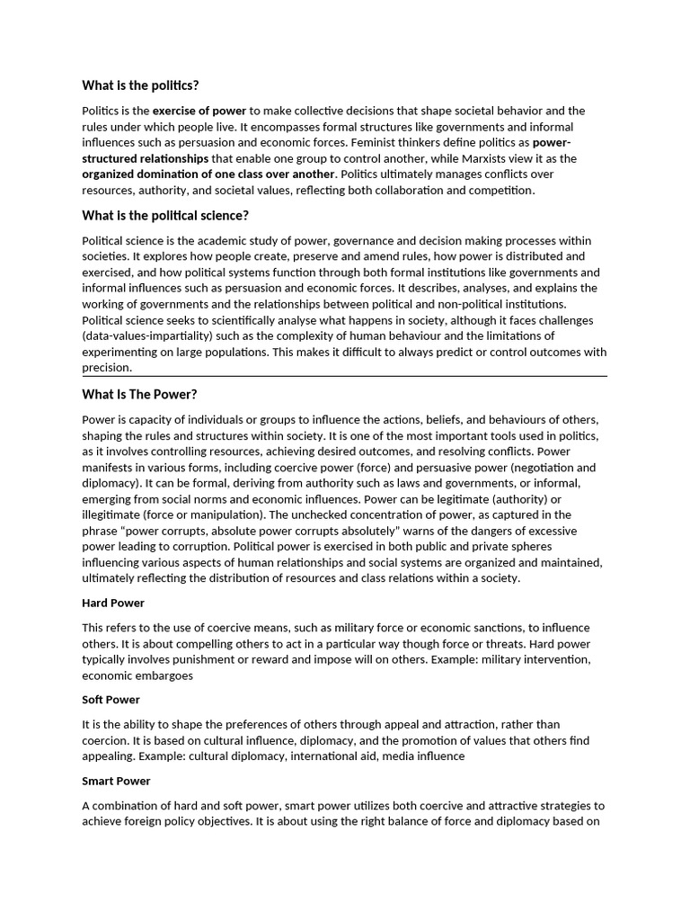 Understanding Politics and Power Dynamics | PDF | Fascism | Socialism