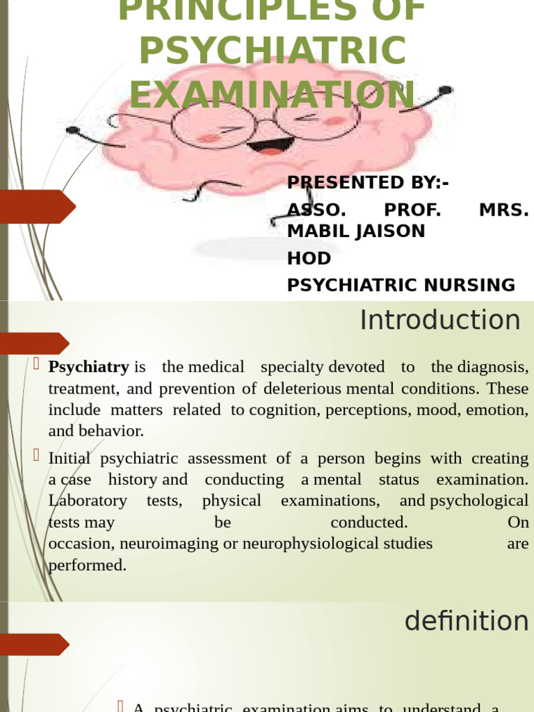 Principles of Psychiatric Examination | PDF | Psychiatry | Mental Disorder