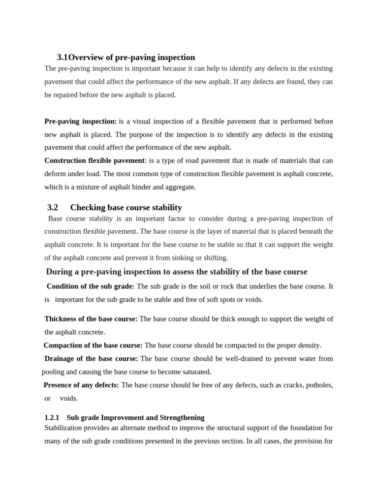 Pre-Paving Inspection for Flexible Pavement | PDF | Road Surface | Soil