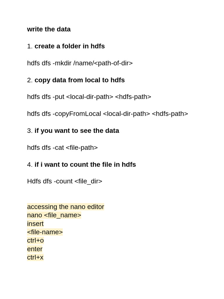 HDFS Command Cheat Sheet | PDF