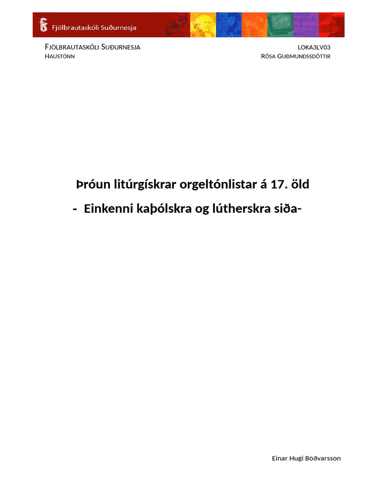 Lokaritgerð Í Sniðmóti - EinarHugi Uppkast 2 | PDF