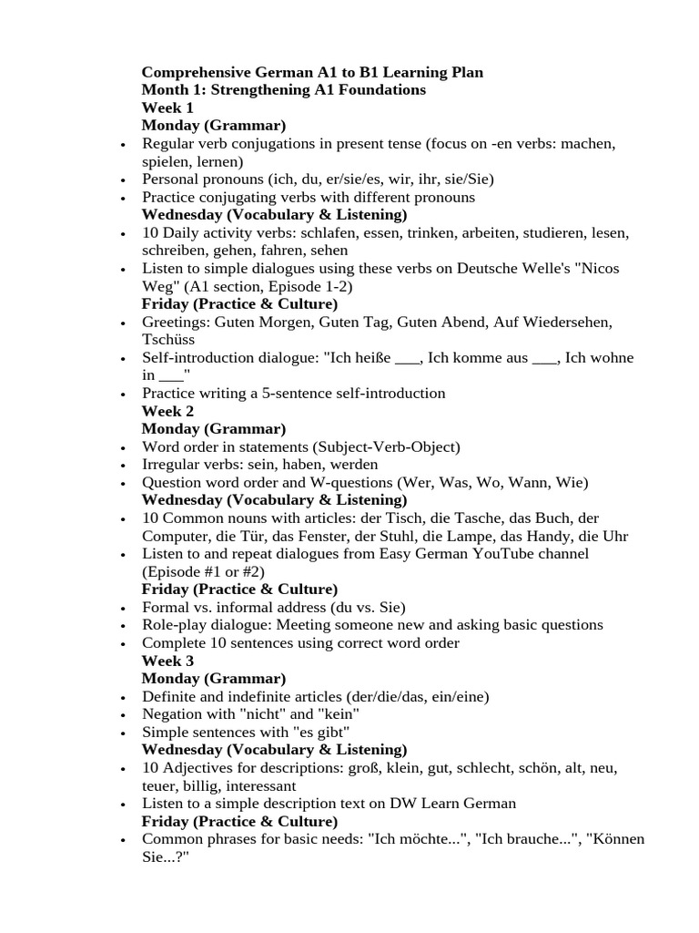 German A1 To B1 Guide | PDF