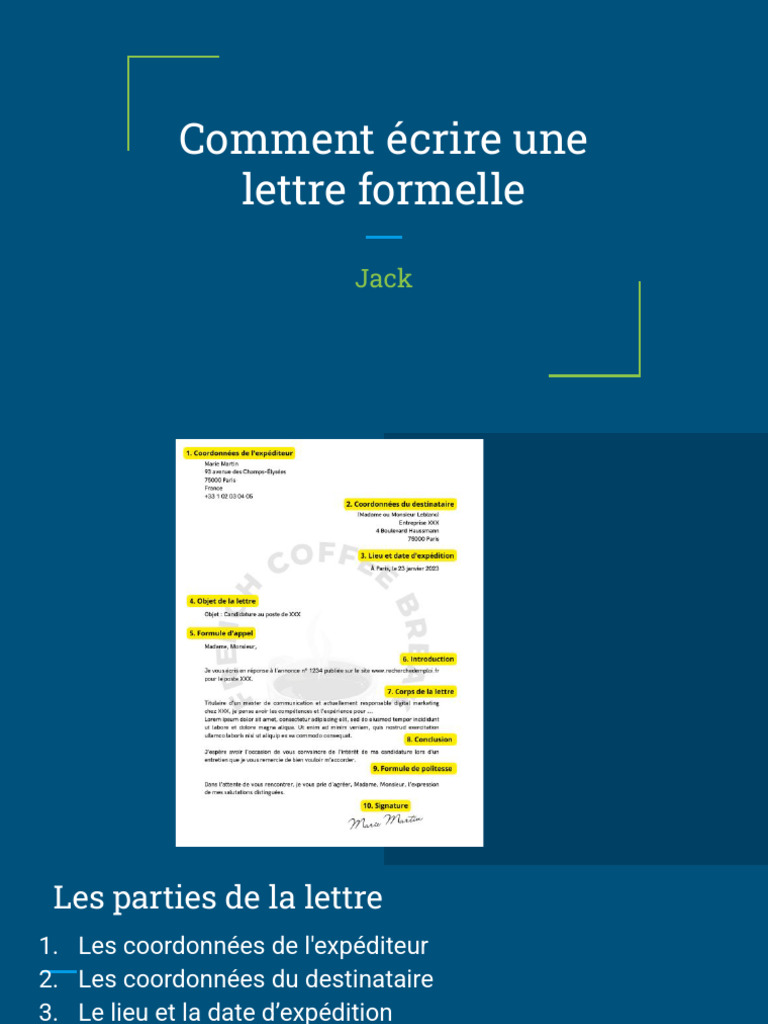 Guide de rédaction d'une lettre formelle | PDF | Sujet (Grammaire) | Phrase