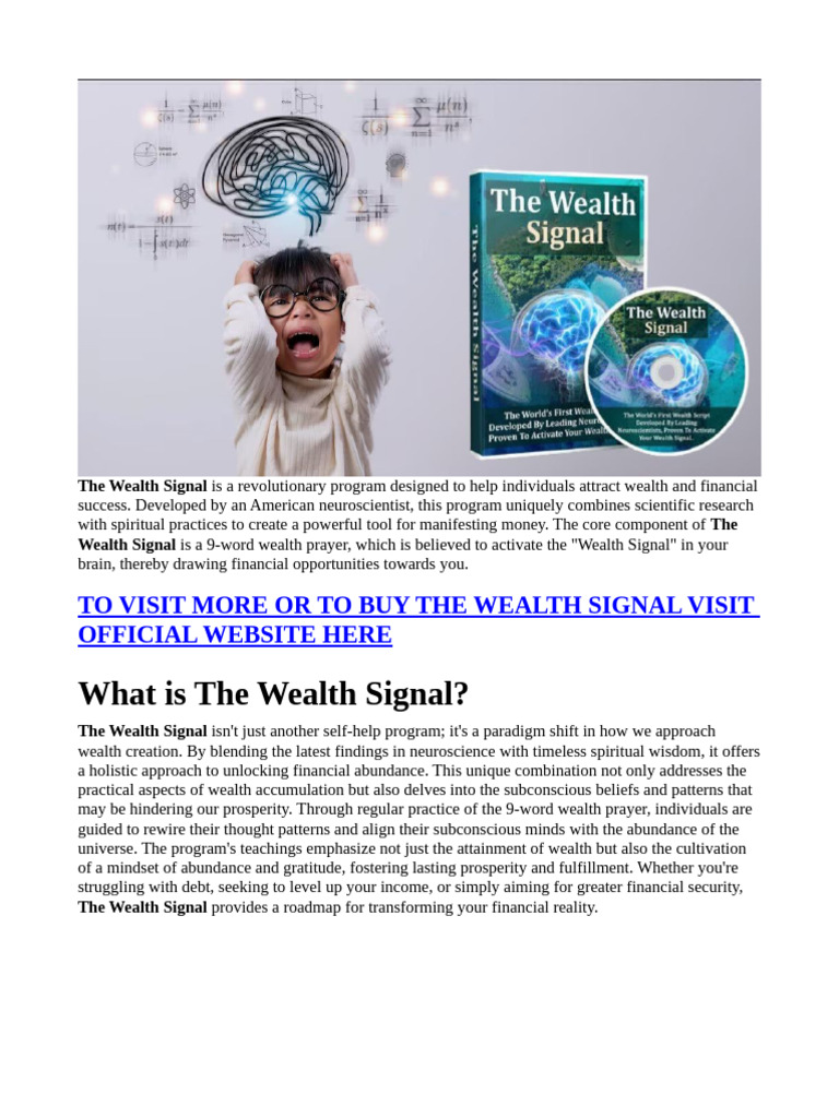The Wealth Signal (FRAUD OR LEGIT) Shocking TRUTH! PDF Mind Mindset