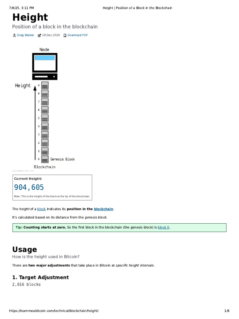 Learnmeabitcoin Technical Blockchain Height | PDF