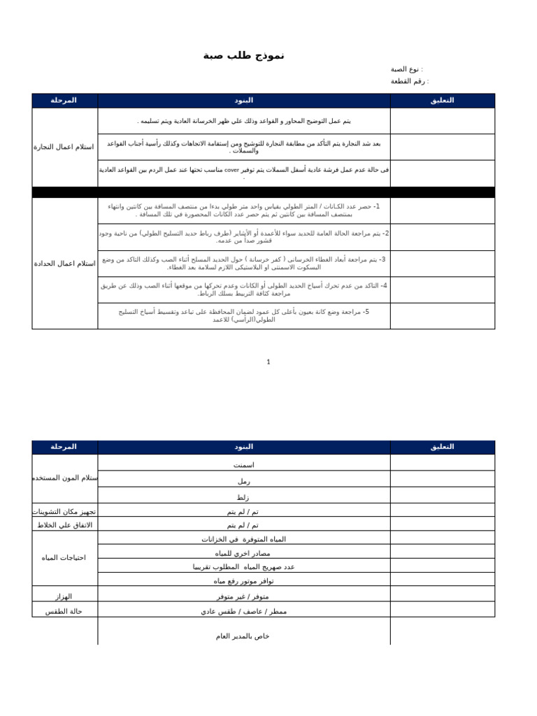 نموذج طلب بدء صبة | PDF