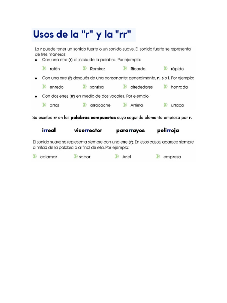Uso de La Letra R | PDF