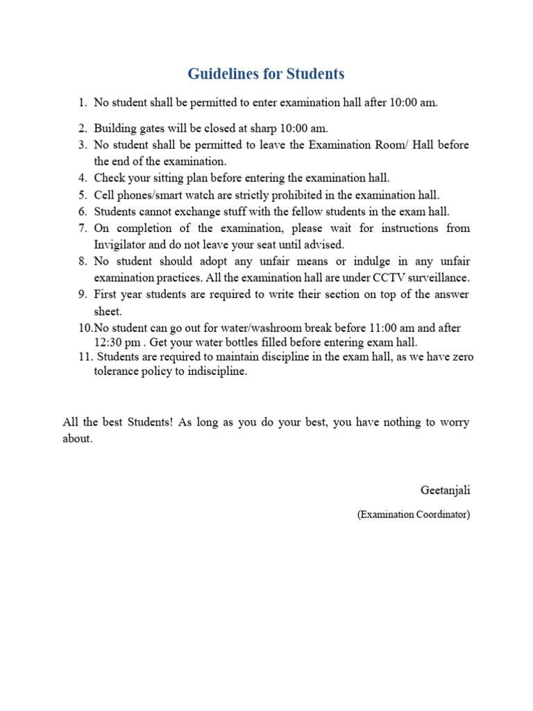Examination Rules for Students | PDF
