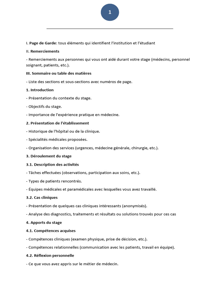 Rapport de Stage en Médecine | PDF