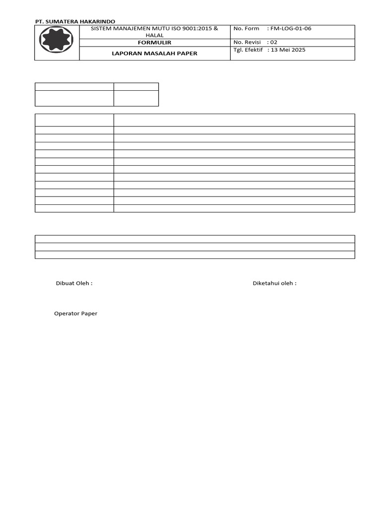 1.6. Form Lap. Masalah Paper | PDF