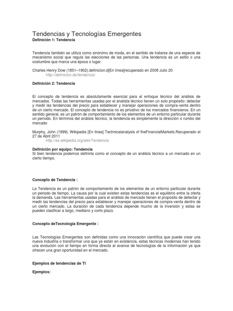 Tendencias y Tecnologías Emergentes | PDF | Análisis técnico | Mercado ...