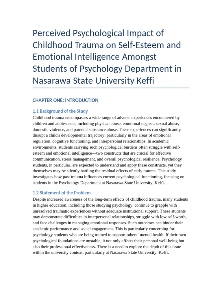 Childhood Trauma's Impact on Psychology Students | PDF | Psychological ...