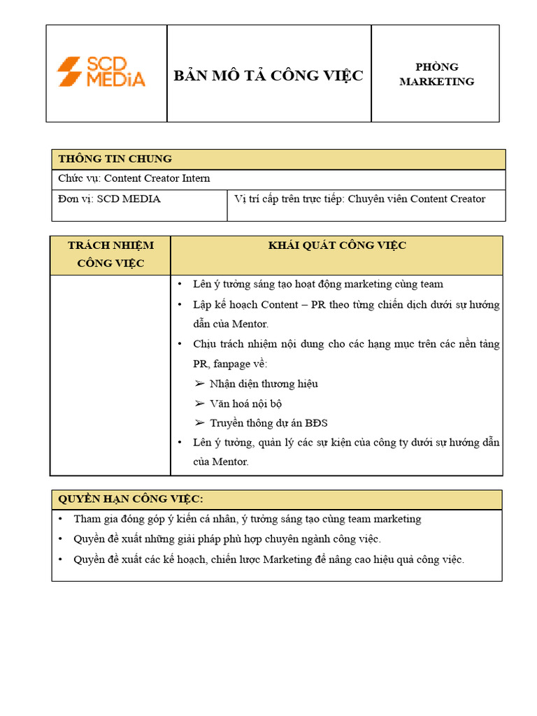 Mô Tả Cv Content Creator Intern | PDF
