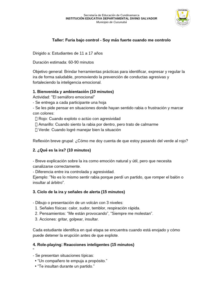 Taller de Control de la Ira para Jóvenes | PDF | Ira | Las emociones