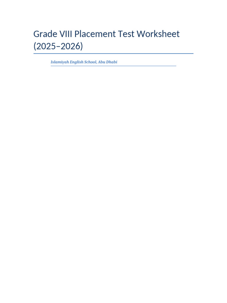 Grade 8 Placement Test Overview | PDF | Atmosphere Of Earth | Chemical ...