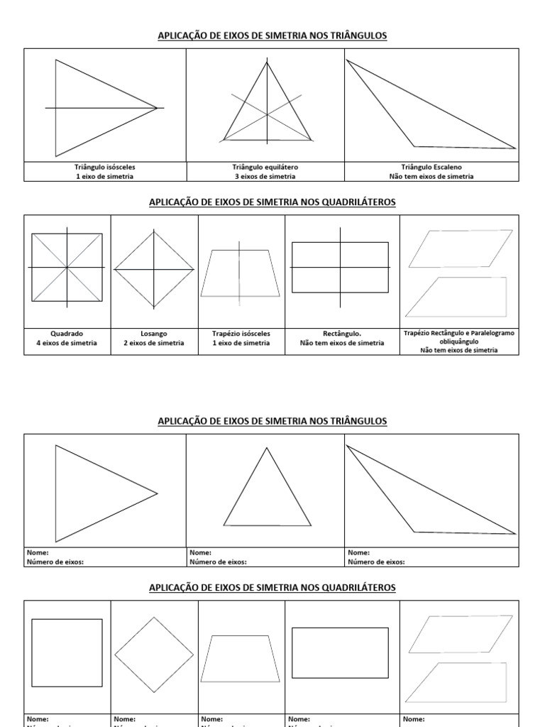 Eixos de Simetria em Triângulos e Quadrados | PDF