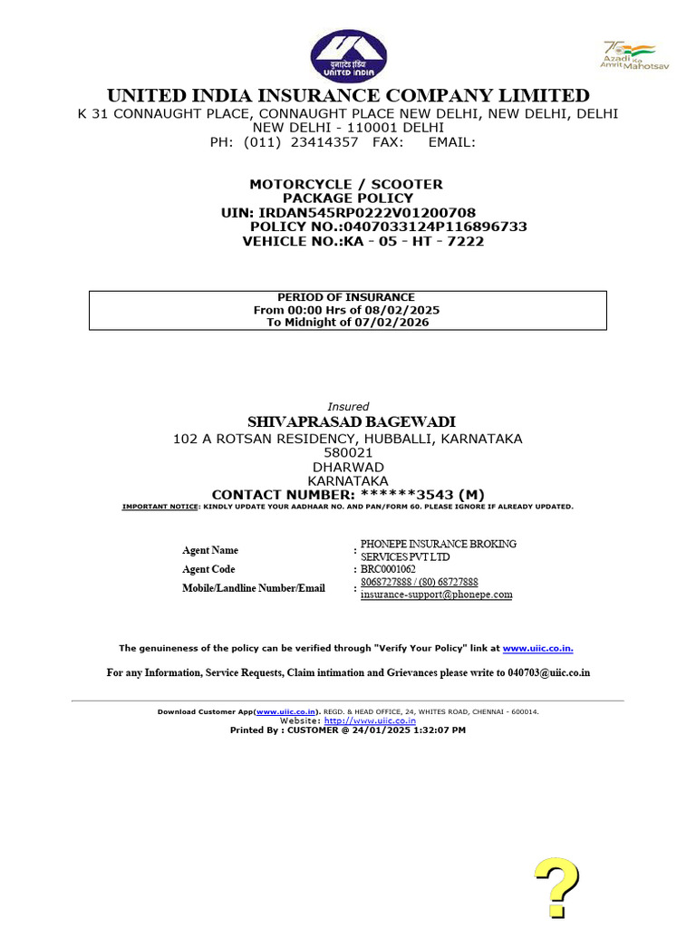 Motorcycle Package Policy Details | PDF | Indemnity | Insurance