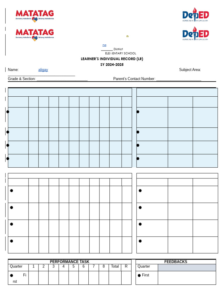 Learner's Individual Record Template | PDF | Academic Term ...