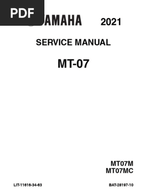 MT-07 サービスマニュアル　2021年式　中古美品 Yamaha MT-07 Service Manual 2021 | PDF | Motor Oil | Fuel Economy