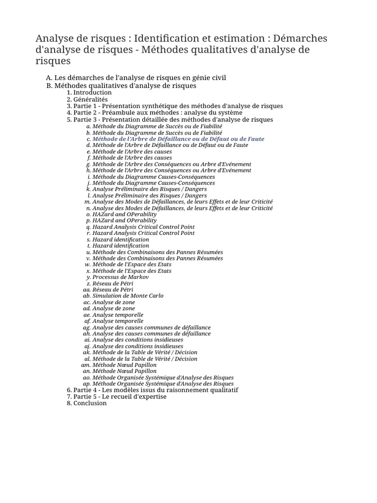 Analyse des Risques par Arbre de Défaillance PDF Probabilité — free download