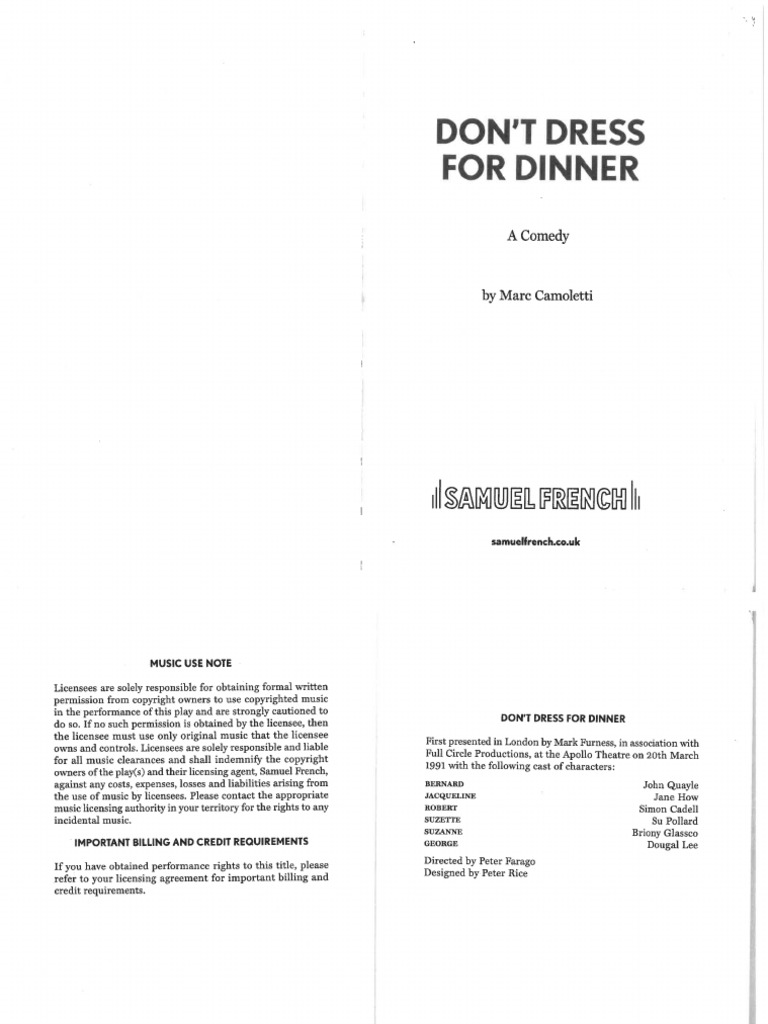 dont dress for dinner script pdf 2014 DON'T DRESS FOR DINNER