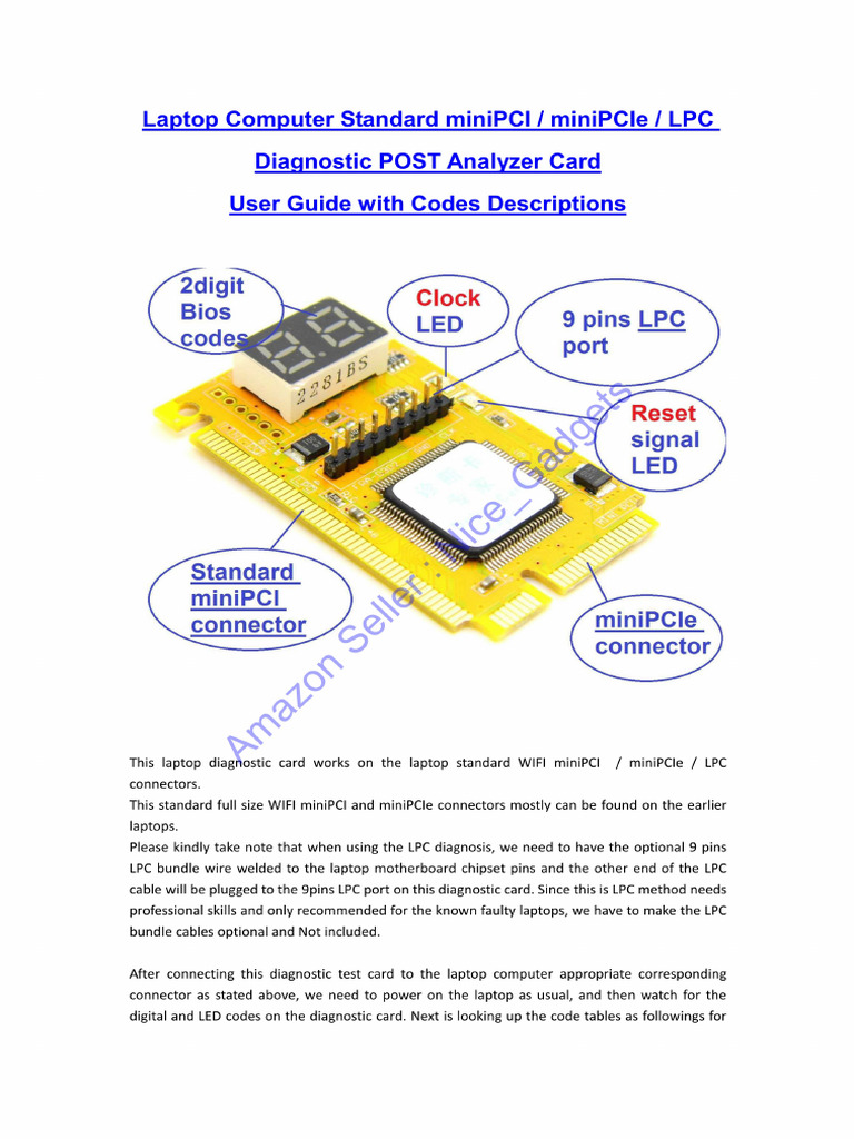 LC2Amanual and Bios Codes Descriptions For ALL Test Card in This Kit ...