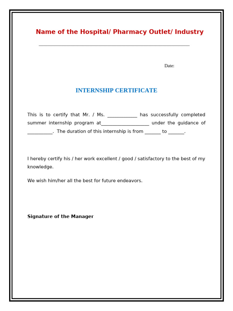 Internship Certificate Template | PDF
