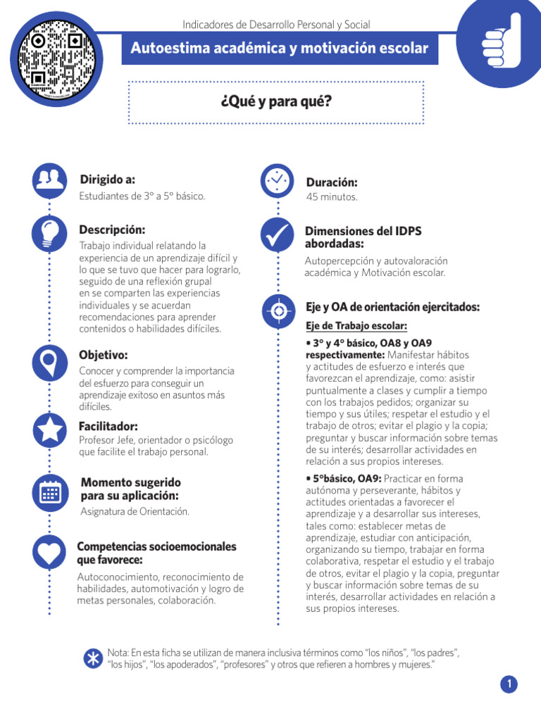 Autoestima y Motivación Escolar en Niños | PDF | Aprendizaje | Motivación