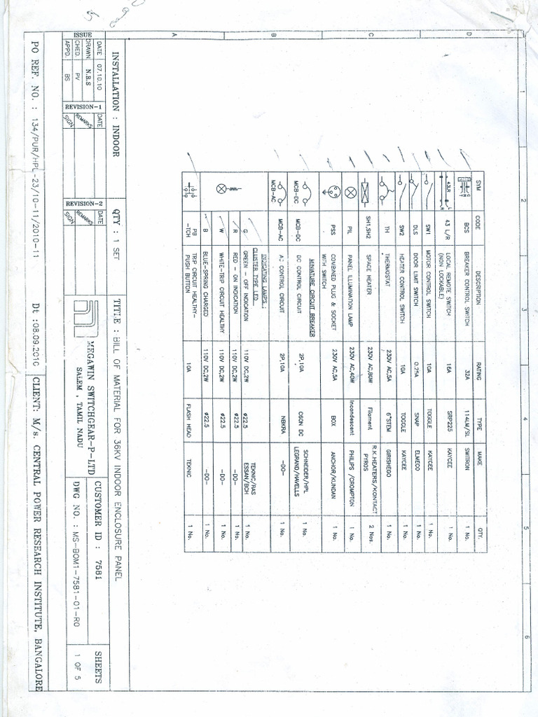 36KV, 1600A, 25KA Megawin VCB Drawings | PDF