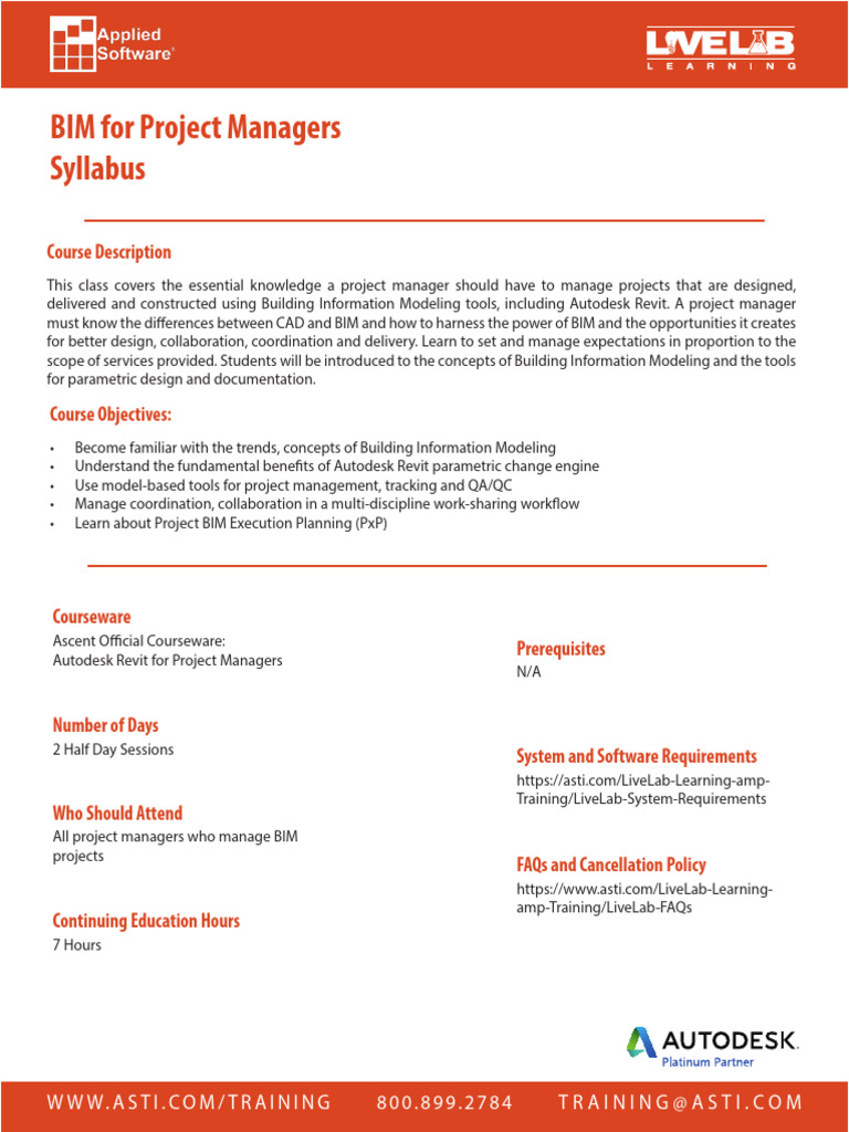 BIM for Project Managers Syllabus | PDF | Building Information Modeling ...