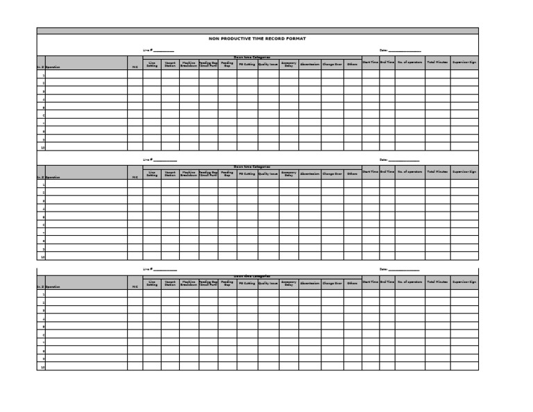 Non-Productive Time Tracking Format | PDF