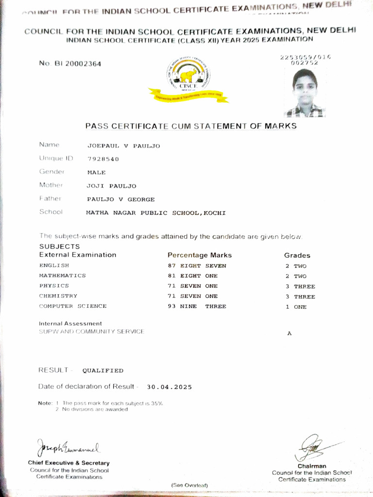 12 Marksheet | PDF