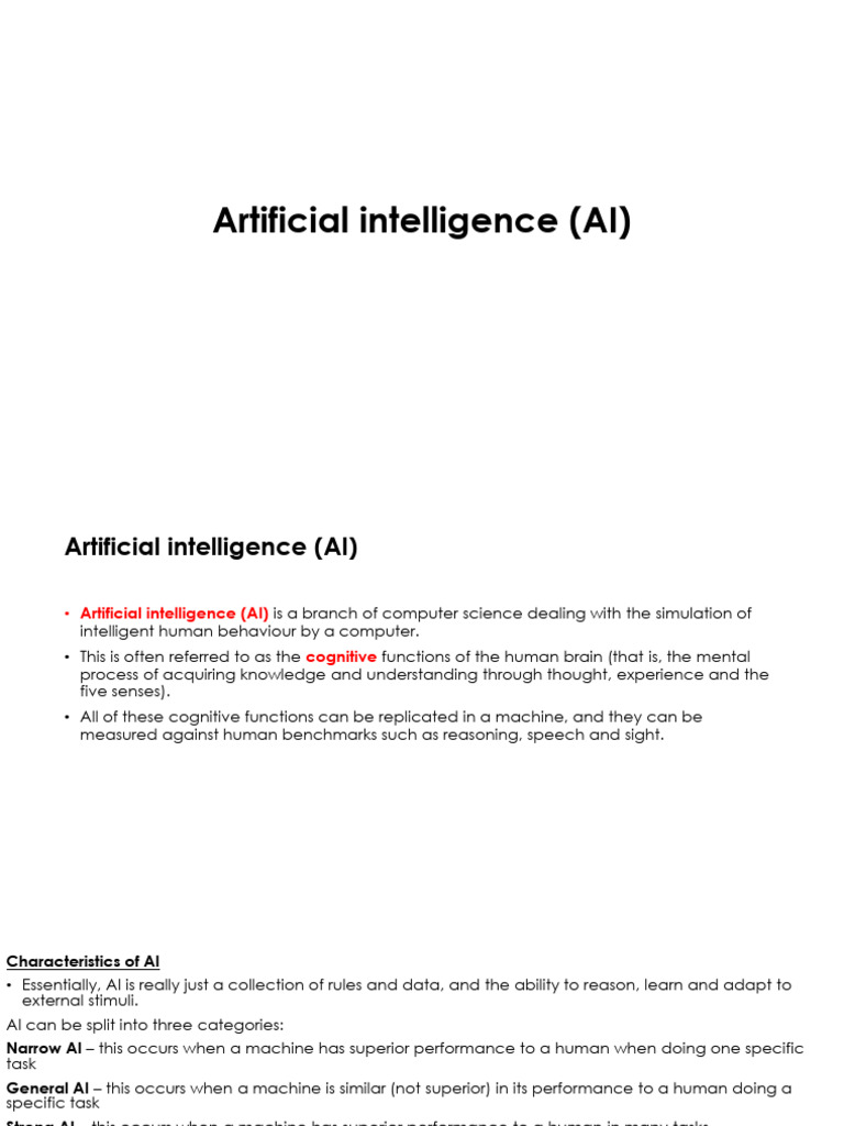 6.3 Artificial Intelligence (AI) | PDF | Intelligence (AI) & Semantics ...