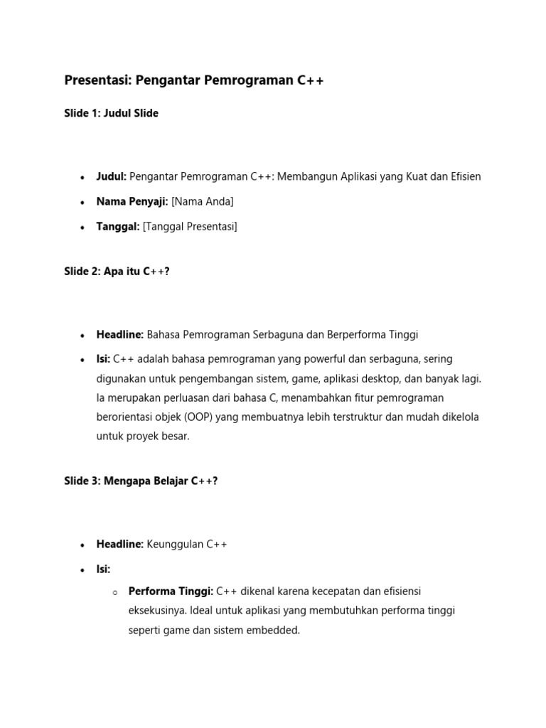Pengantar Pemrograman C++ Dasar | PDF